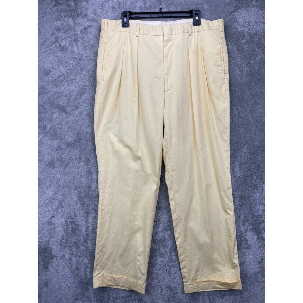 Ben Silver Charleston Pants Mens 38x30 Yellow‎ Pleated Chino